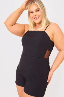 Mesh Insert Button Detail Playsuit