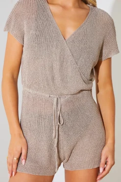 Metallic Knit Drawstring Playsuit