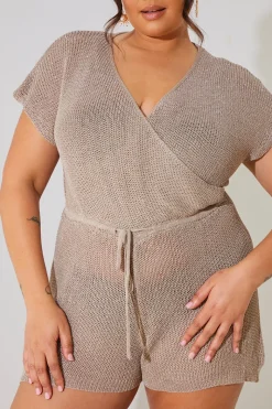 Metallic Knit Drawstring Playsuit