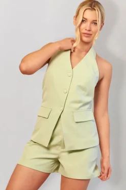 Mint Green Halterneck Co-Ord Waistcoat