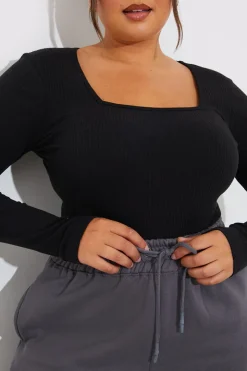 More Sustainable Ribbed Square Neck Bodysuit