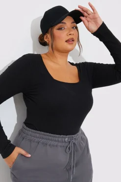 More Sustainable Ribbed Square Neck Bodysuit