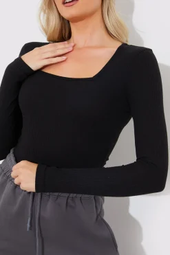 More Sustainable Ribbed Square Neck Bodysuit