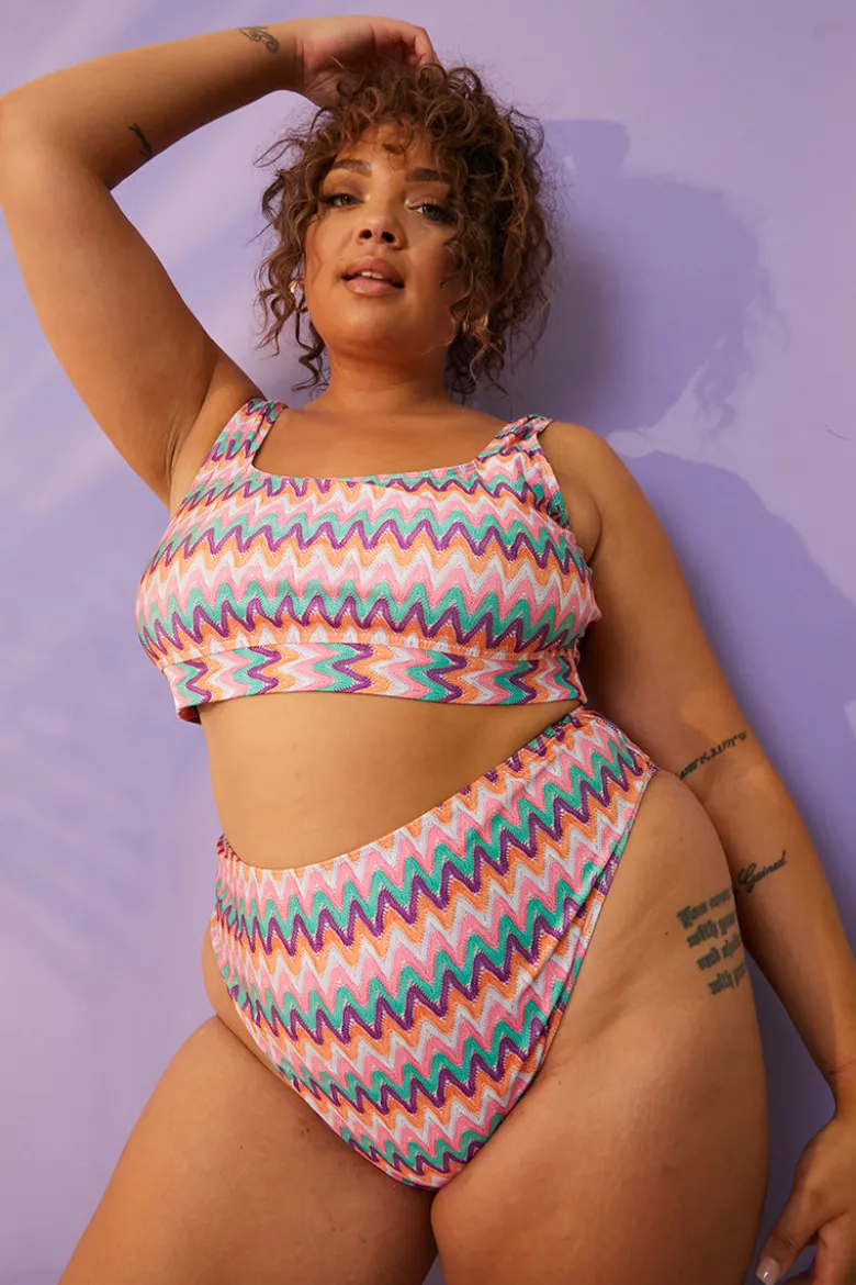 Multi Zig Zag High Waisted Bikini Bottoms