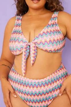 Multi Zig Zag High Waisted Bikini Bottoms
