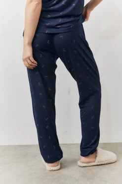 Navy Cherry Print T Shirt and Cuff Jogger Pj Set