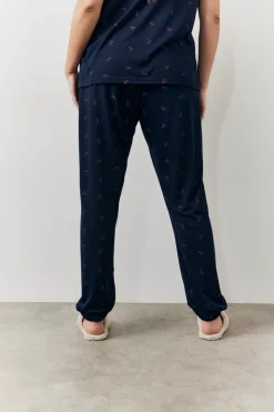Navy Cherry Print T Shirt and Cuff Jogger Pj Set