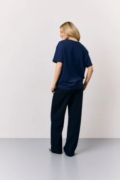 Navy Elasticated Waist Tailored Trouser