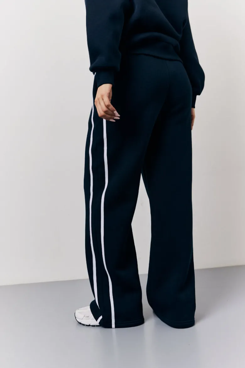 Navy Fits Wide Leg Side Stripe Co-Ord Jogger