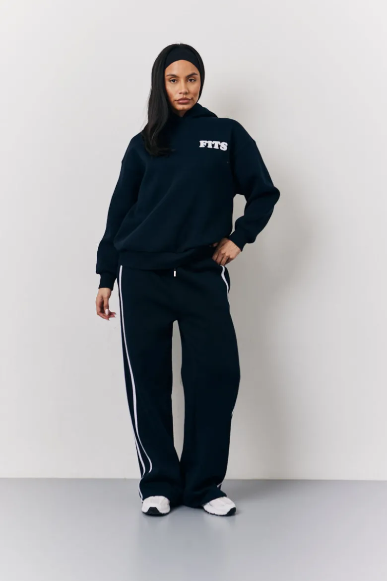 Navy Fits Wide Leg Side Stripe Co-Ord Jogger