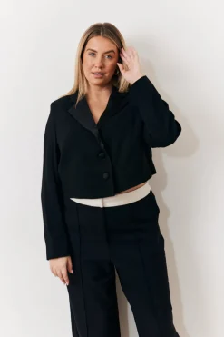 Occasion Black Cropped Tux Blazer