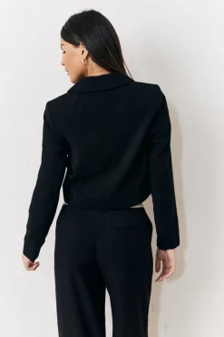 Occasion Black Cropped Tux Blazer