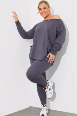 Off The Shoulder Long Sleeve T Shirt And Legging Set