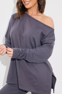 Off The Shoulder Long Sleeve T Shirt And Legging Set