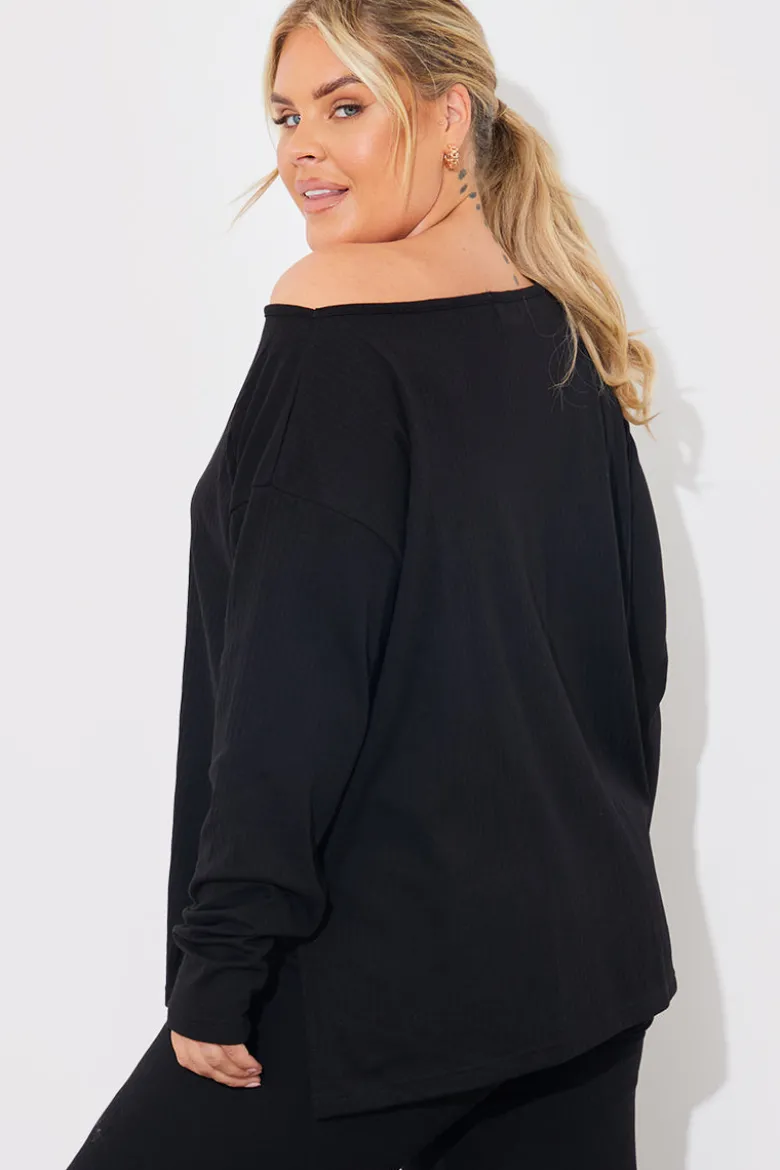 Off The Shoulder Long Sleeve T Shirt And Legging Set