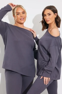 Off The Shoulder Long Sleeve T Shirt And Legging Set
