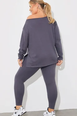 Off The Shoulder Long Sleeve T Shirt And Legging Set