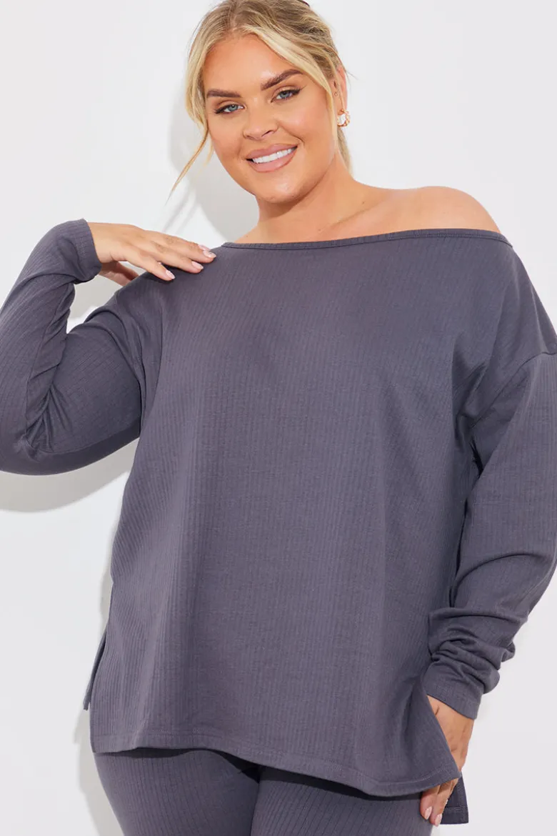 Off The Shoulder Long Sleeve T Shirt And Legging Set