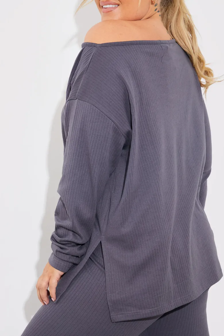Off The Shoulder Long Sleeve T Shirt And Legging Set
