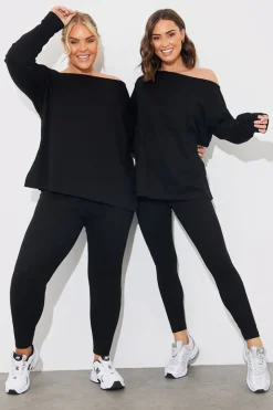 Off The Shoulder Long Sleeve T Shirt And Legging Set