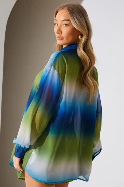 Ombre Chiffon Beach Co-Ord Shirt