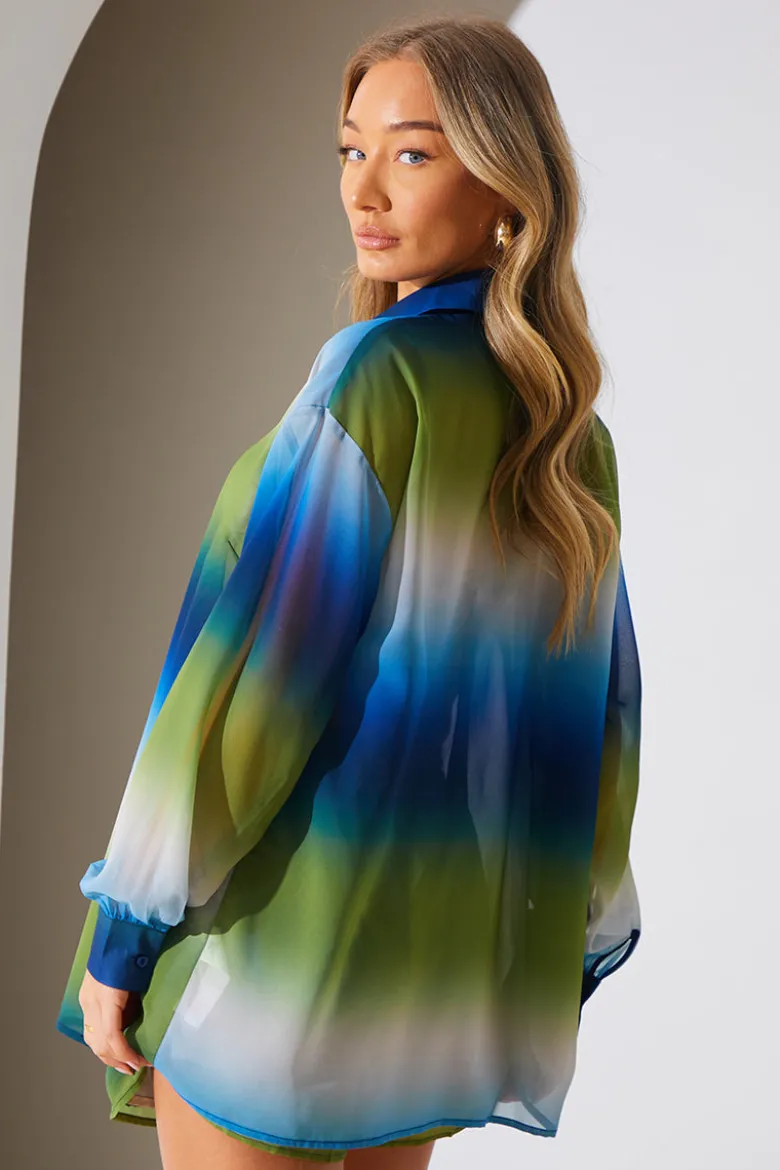 Ombre Chiffon Beach Co-Ord Shirt