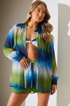 Ombre Chiffon Beach Co-Ord Shirt