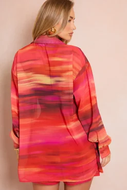 Ombre Print Chiffon Co-Ord Beach Shirt