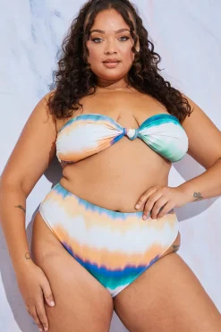 Ombre Print High Leg Bikini Bottoms