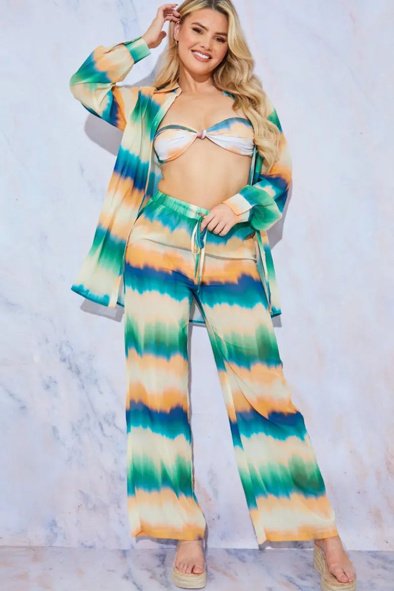 Ombre Wide Leg Elastic Waist Trousers