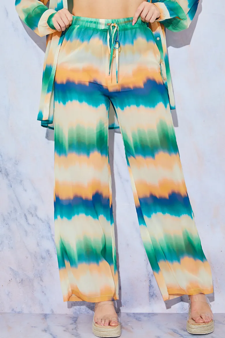 Ombre Wide Leg Elastic Waist Trousers