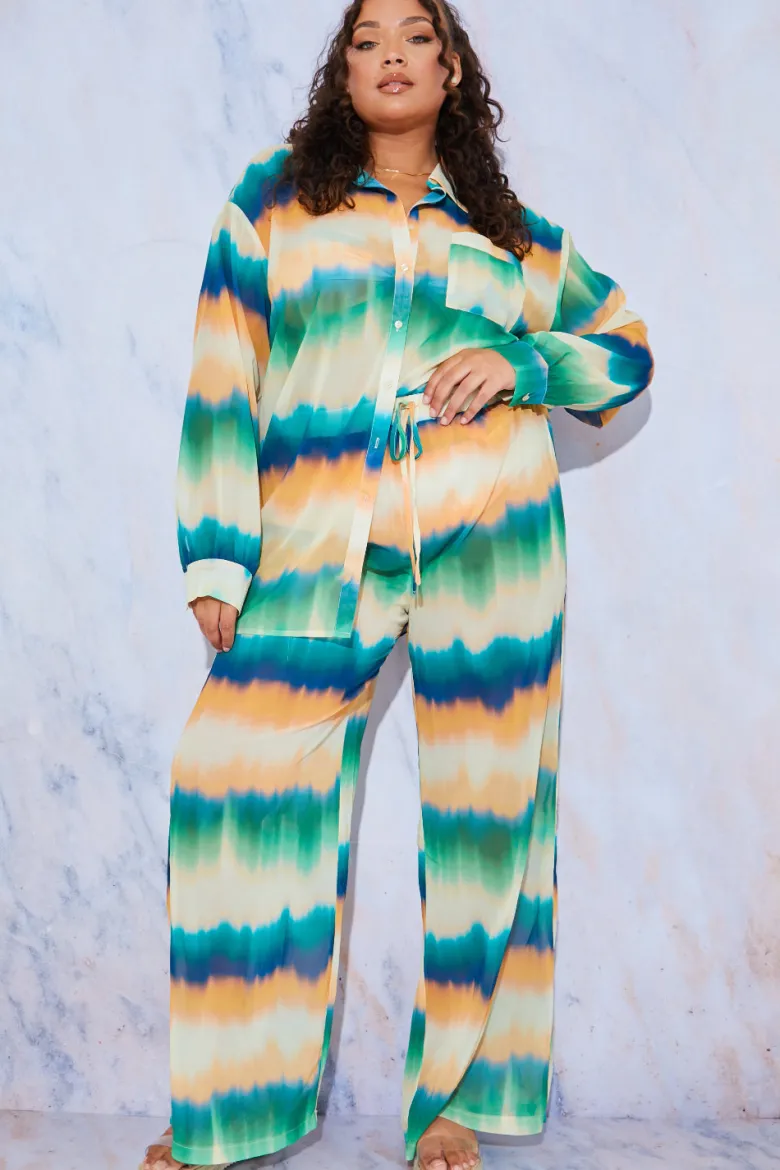 Ombre Wide Leg Elastic Waist Trousers