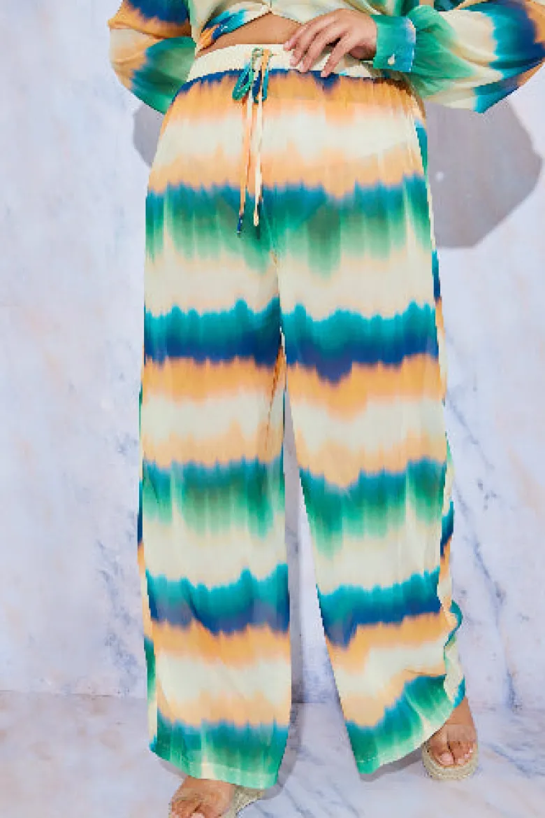 Ombre Wide Leg Elastic Waist Trousers
