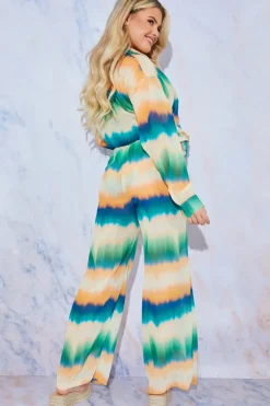 Ombre Wide Leg Elastic Waist Trousers