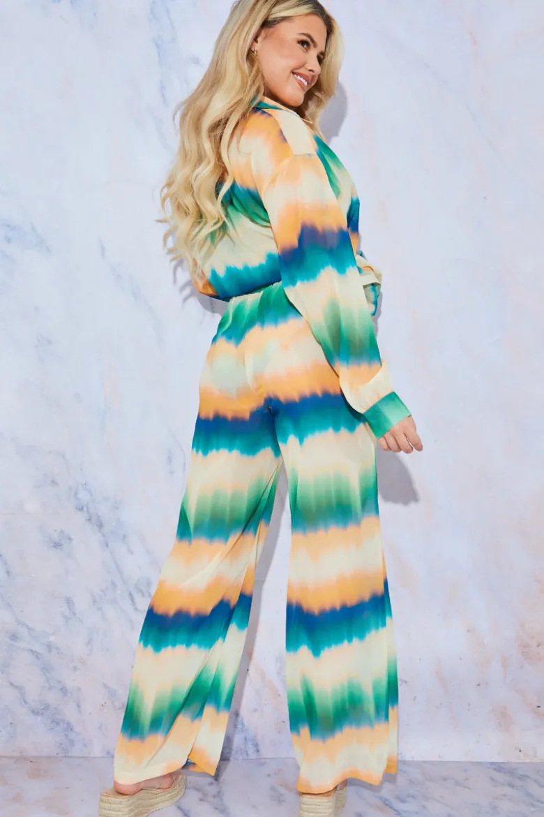 Ombre Wide Leg Elastic Waist Trousers