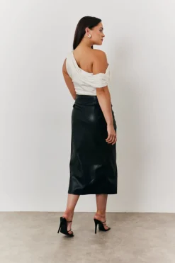 One Shoulder Draped Satin Top