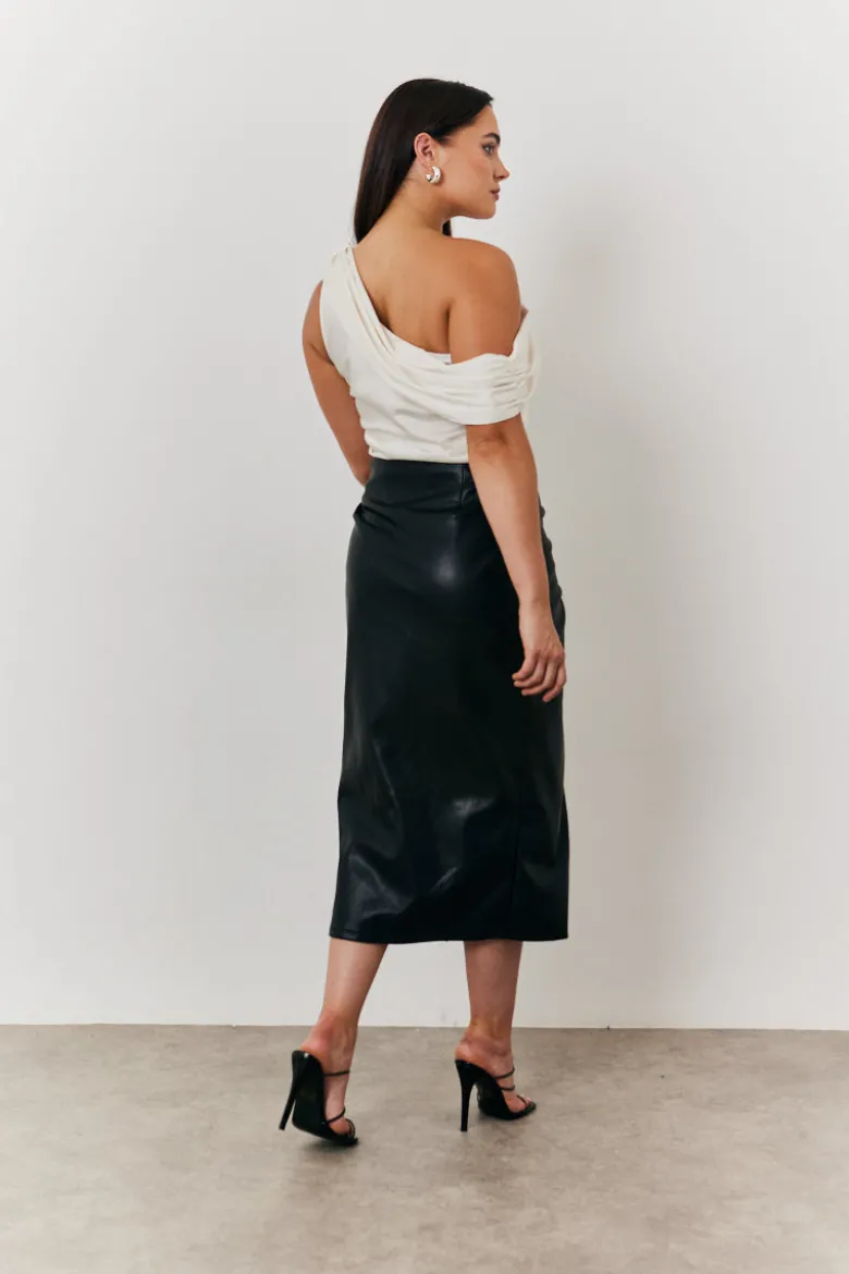 One Shoulder Draped Satin Top