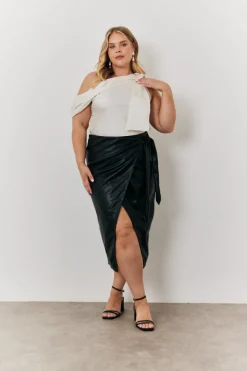 One Shoulder Draped Satin Top