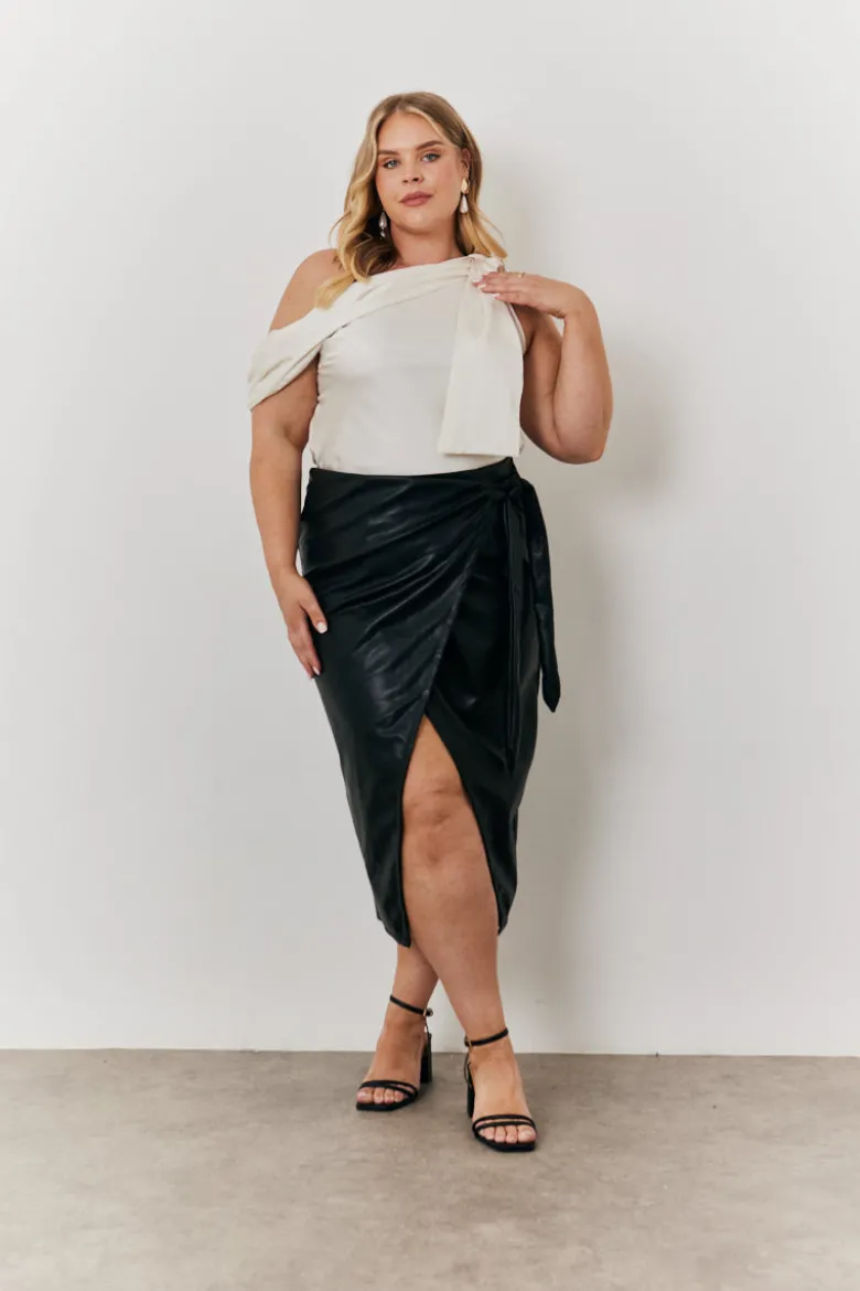 One Shoulder Draped Satin Top