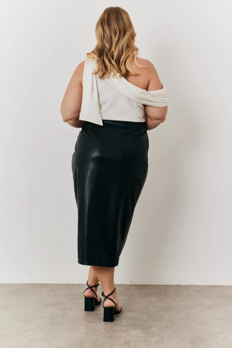 One Shoulder Draped Satin Top