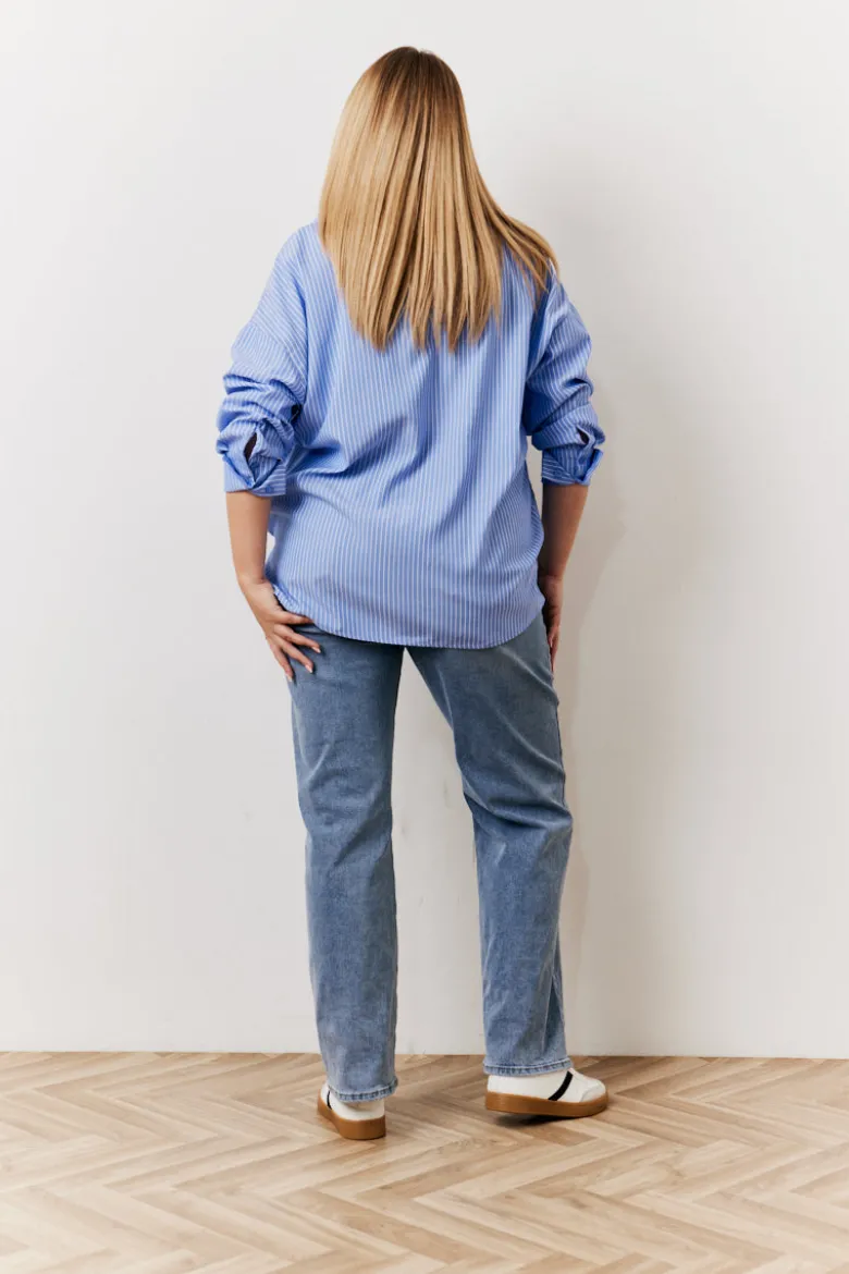 Oversized Striped Poplin Shirt