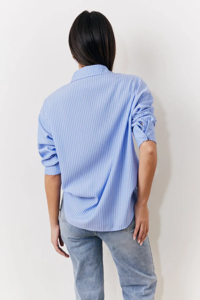 Oversized Striped Poplin Shirt