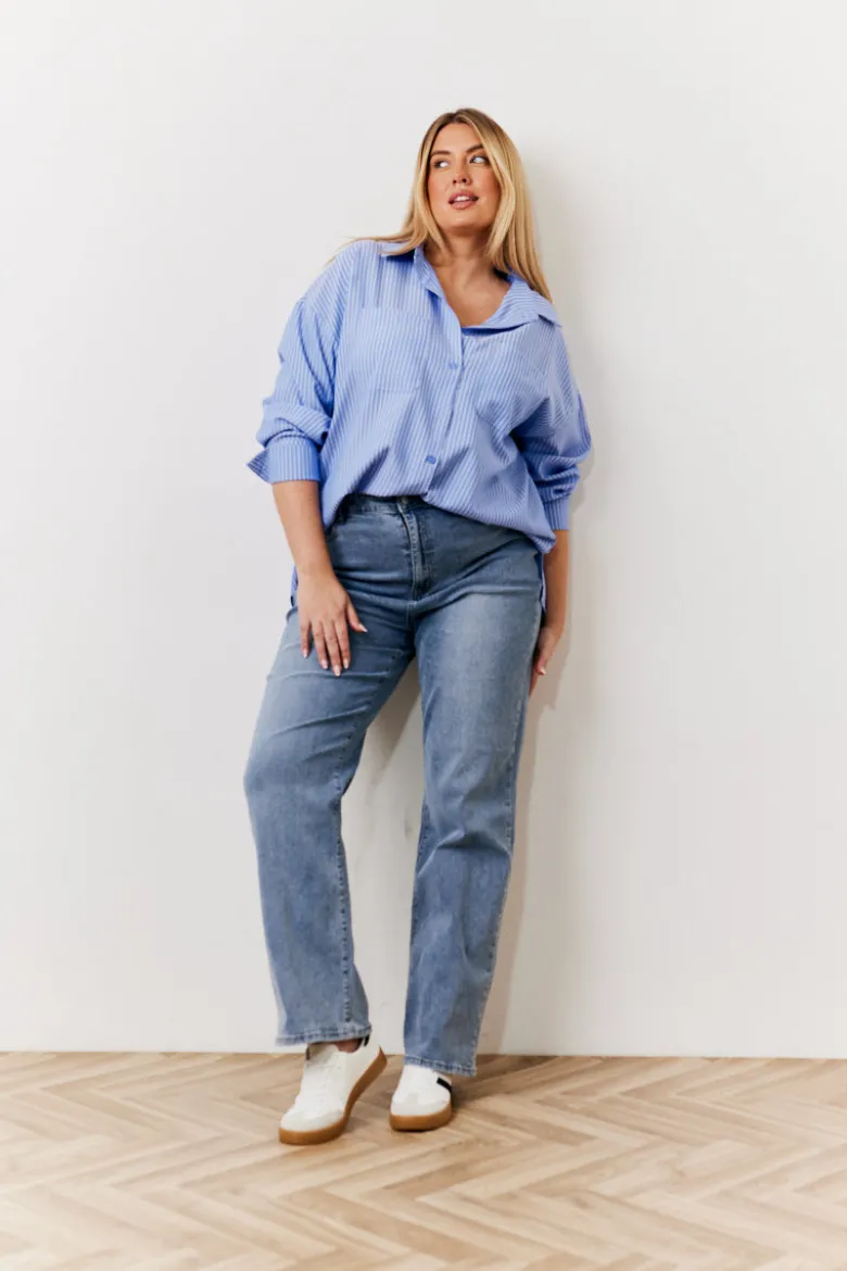 Oversized Striped Poplin Shirt