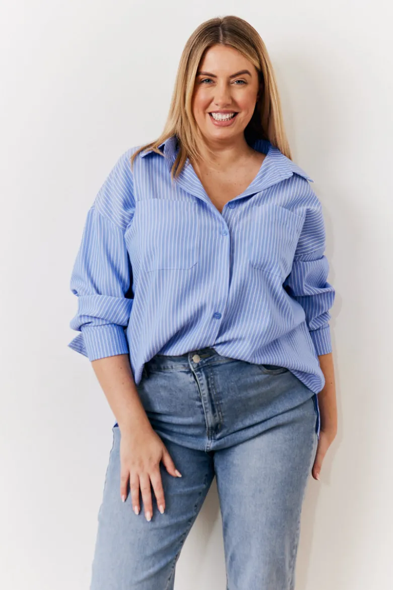 Oversized Striped Poplin Shirt