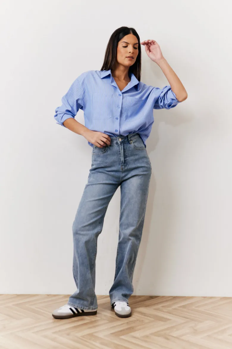 Oversized Striped Poplin Shirt