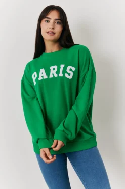 Paris Embroidered Slogan Sweatshirt