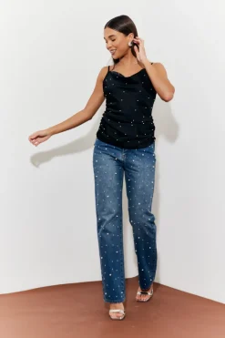 Pearl Embellished Cami Top
