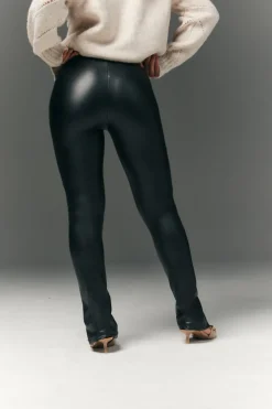 Perfect Sculpting High Waisted Leather Look Zip Front Legging
