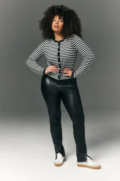 Perfect Sculpting High Waisted Leather Look Zip Front Legging