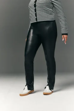 Perfect Sculpting High Waisted Leather Look Zip Front Legging